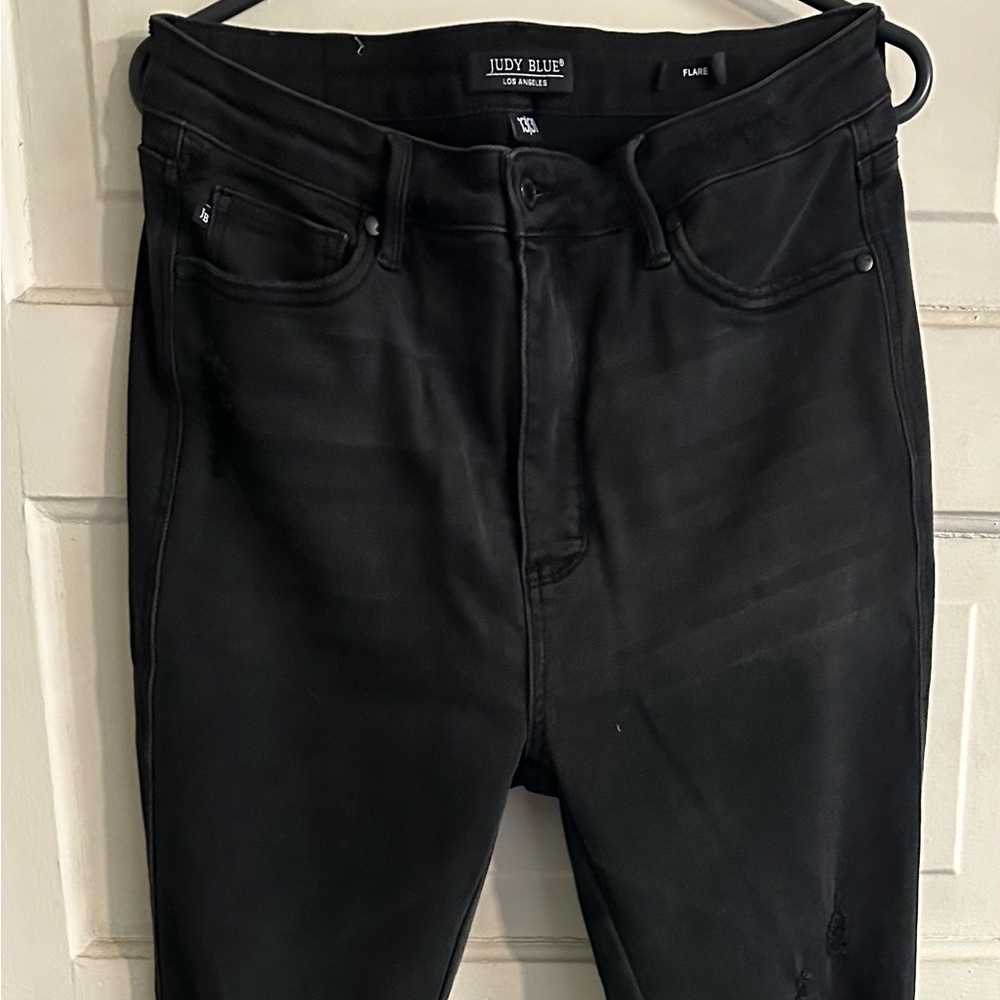 Judy Blue Black Distressed Flare Jeans